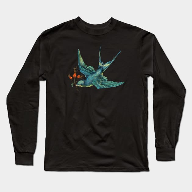 A swallow bird Long Sleeve T-Shirt by Sitenkova